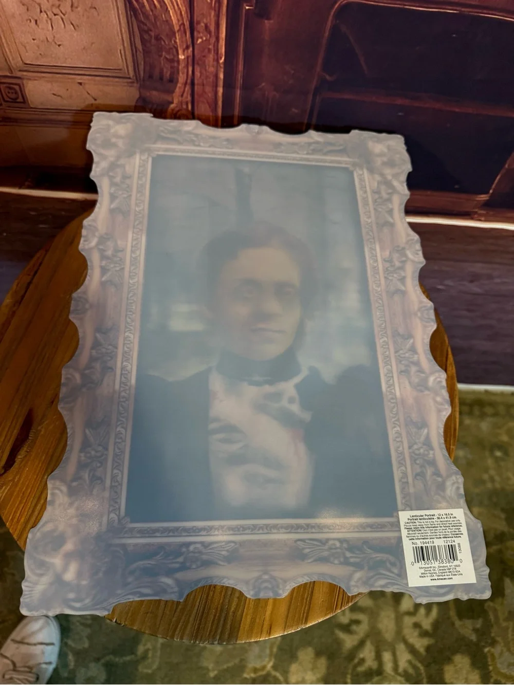 Vintage Look Faux Framed Portrait Wall Halloween Lenticular Creepy Changing